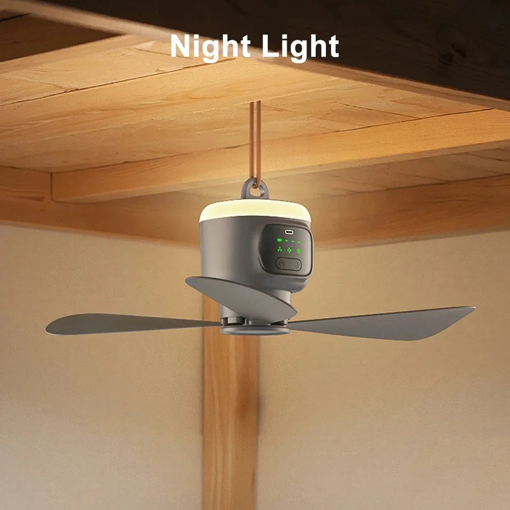 Tragbarer Decken- und Camping-Ventilator (12.000 mAh) – Outdoor-Zeltventilator und Luftzirkulator zur Kühlung