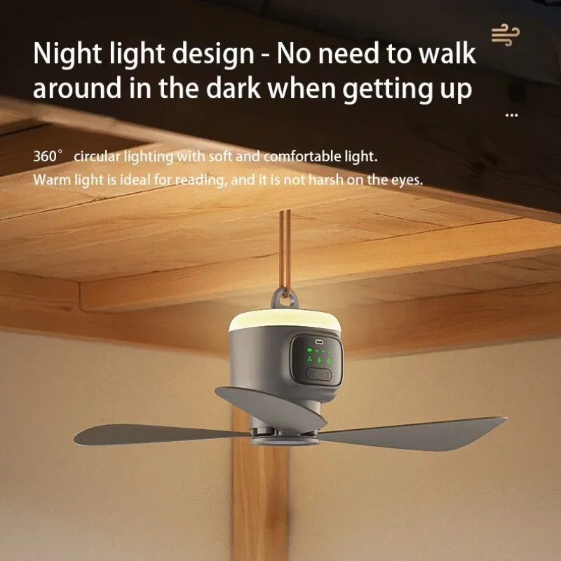 Tragbarer Decken- und Camping-Ventilator (12.000 mAh) – Outdoor-Zeltventilator und Luftzirkulator zur Kühlung