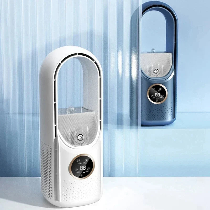 Tragbarer flügelloser USB-Luftkühler – Leiser elektrischer Ventilator mit 6 Geschwindigkeitsstufen, Timer & Luftbefeuchter
