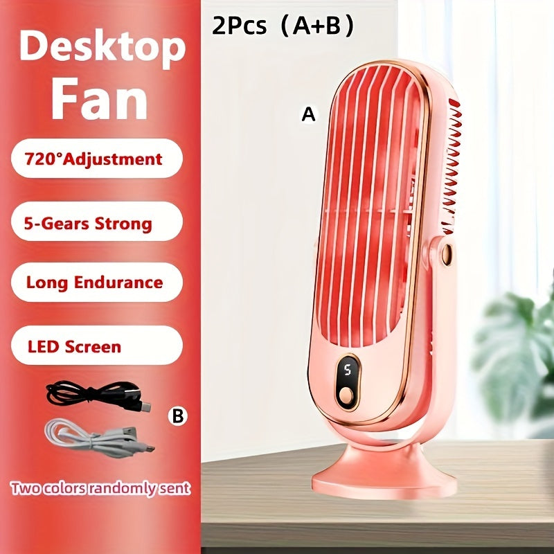 Tragbarer Klimaanlagen-Ventilator - Großer Akku, Doppelmotor, 5-Stufen-Luftkühler mit 720°-Rundum-Gebläse - Ideal für Büro, Camping, Wohnmobil, USB-Ventilator - Tolles Geschenk für Erntedankfest, Halloween, Weihnachten