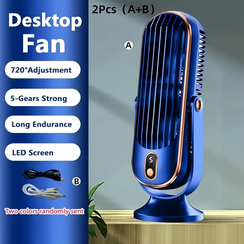 Tragbarer Klimaanlagen-Ventilator - Großer Akku, Doppelmotor, 5-Stufen-Luftkühler mit 720°-Rundum-Gebläse - Ideal für Büro, Camping, Wohnmobil, USB-Ventilator - Tolles Geschenk für Erntedankfest, Halloween, Weihnachten