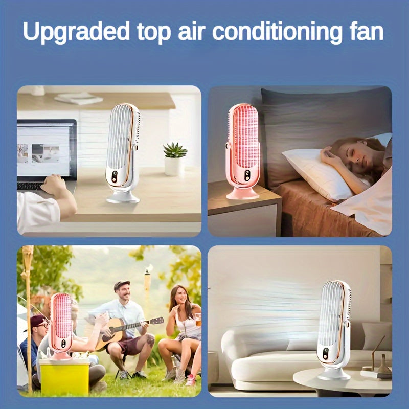 Tragbarer Klimaanlagen-Ventilator - Großer Akku, Doppelmotor, 5-Stufen-Luftkühler mit 720°-Rundum-Gebläse - Ideal für Büro, Camping, Wohnmobil, USB-Ventilator - Tolles Geschenk für Erntedankfest, Halloween, Weihnachten