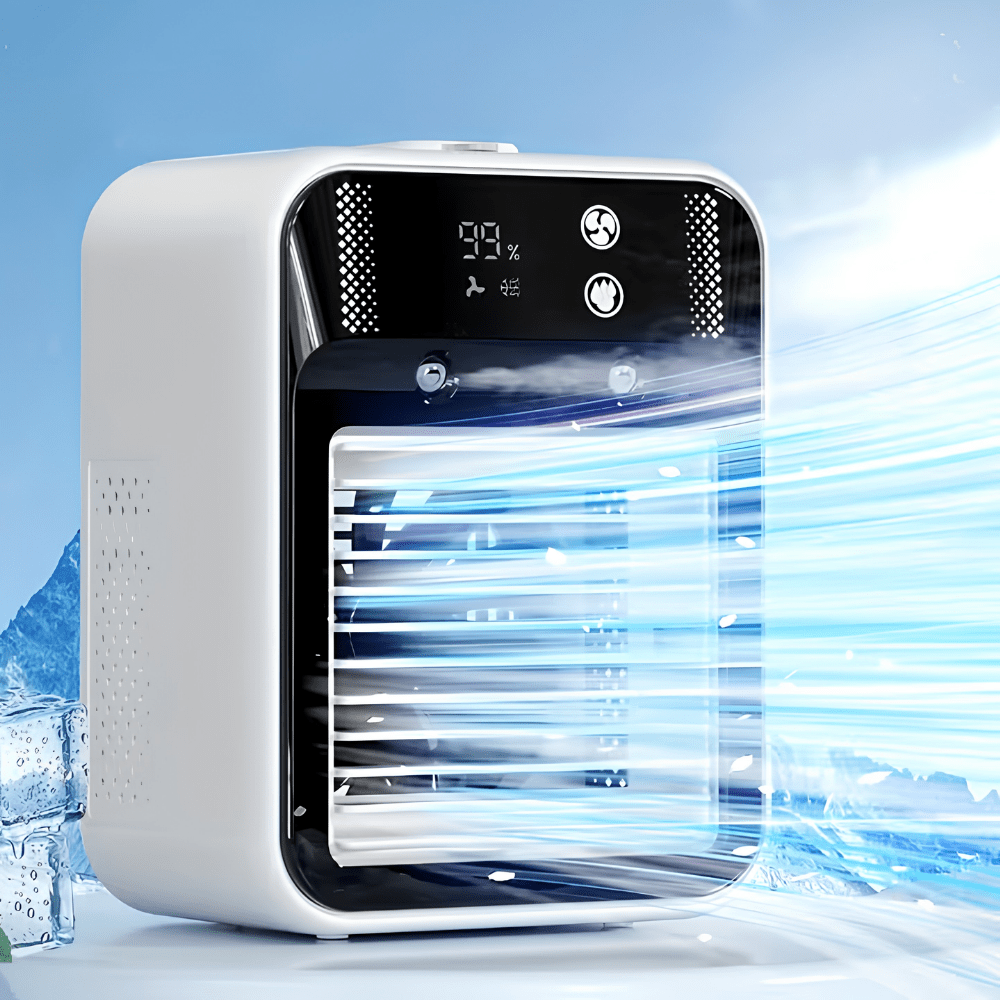 Tragbarer Klimaanlagen-Ventilator mit wiederaufladbarem Akku und einstellbarer Geschwindigkeit – kompaktes USB-Kühlgerät für Zuhause und unterwegs
