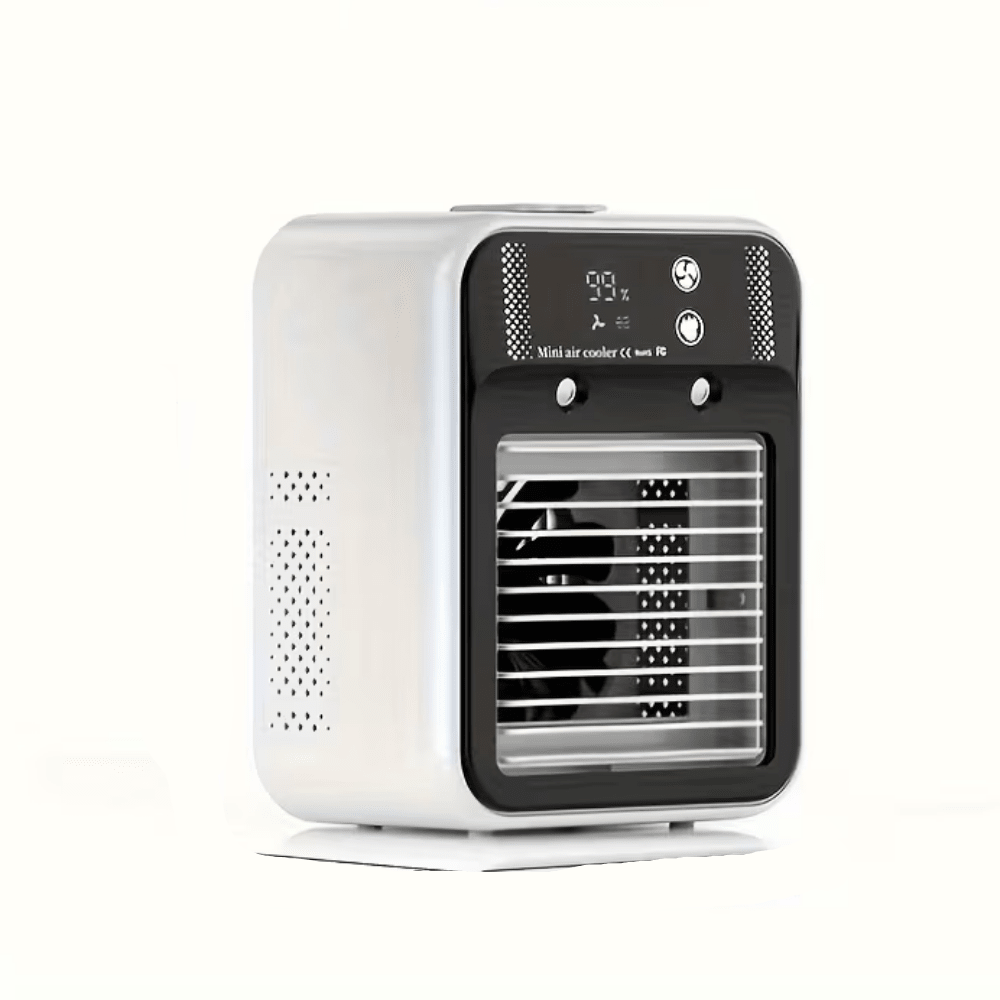 Tragbarer Klimaanlagen-Ventilator mit wiederaufladbarem Akku und einstellbarer Geschwindigkeit – kompaktes USB-Kühlgerät für Zuhause und unterwegs