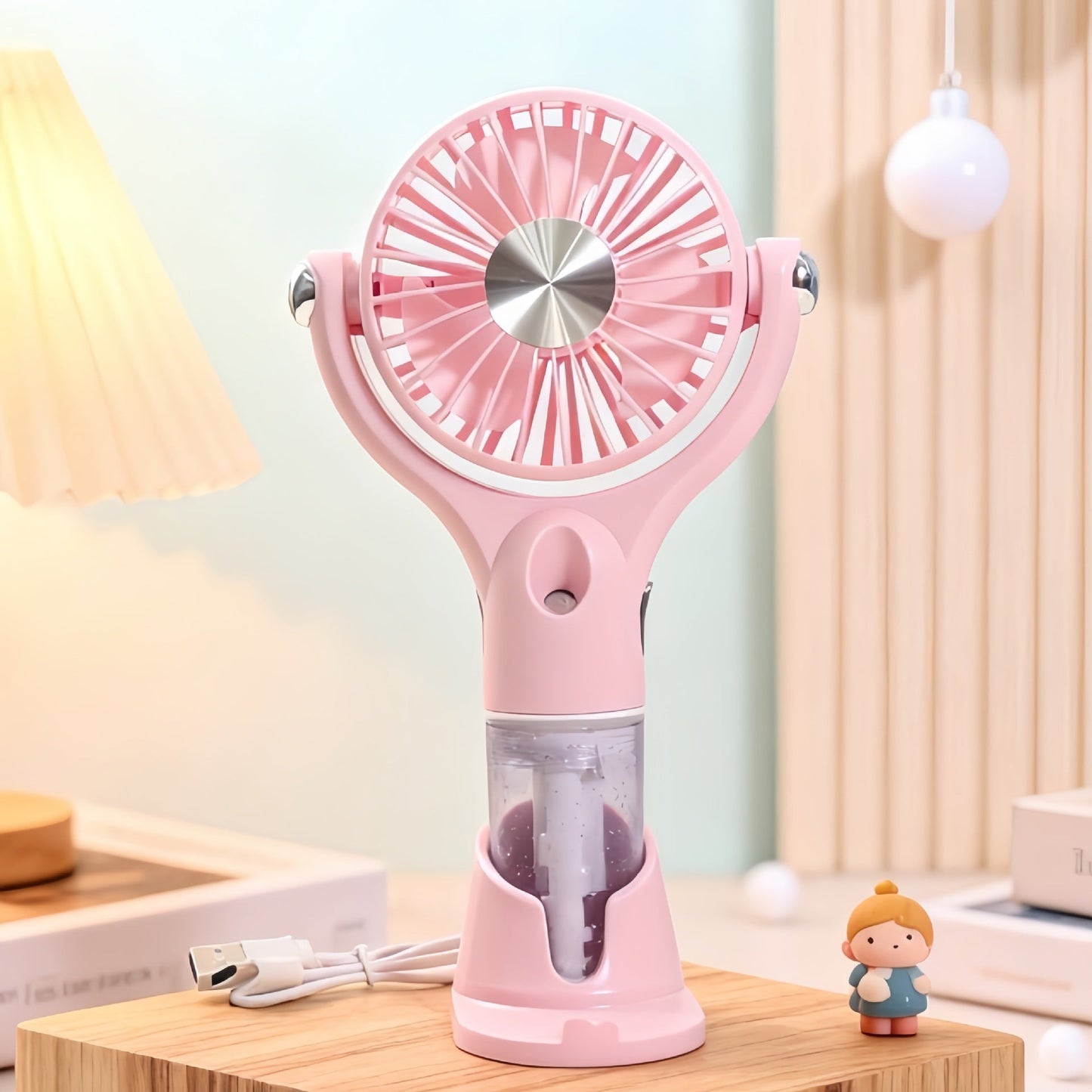 Tragbarer Unisex-Sprüh-Handventilator mit USB-Ladefunktion und ergonomischem Design