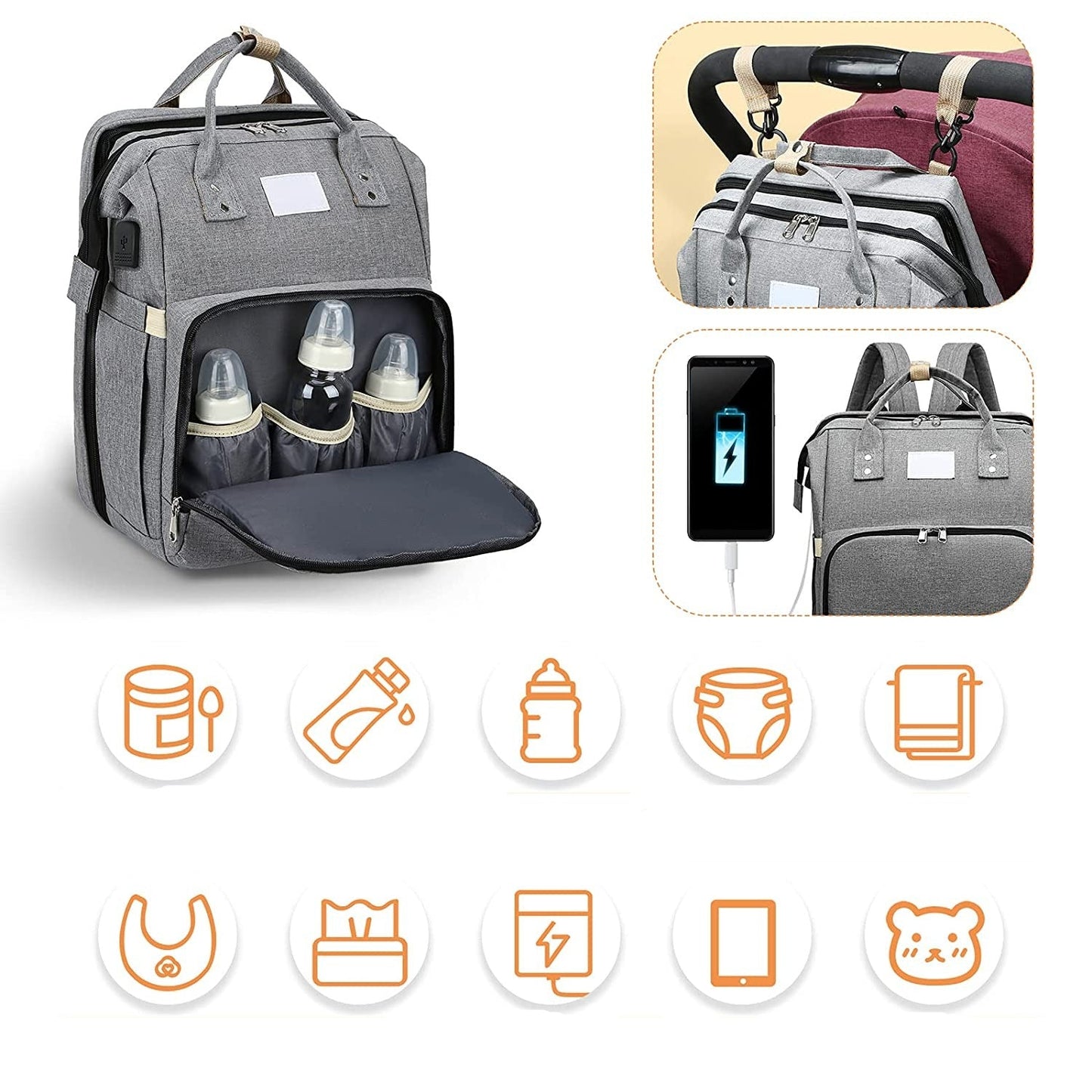 Tragbares Babybett & Wickeltasche – Multifunktionaler Reiserucksack