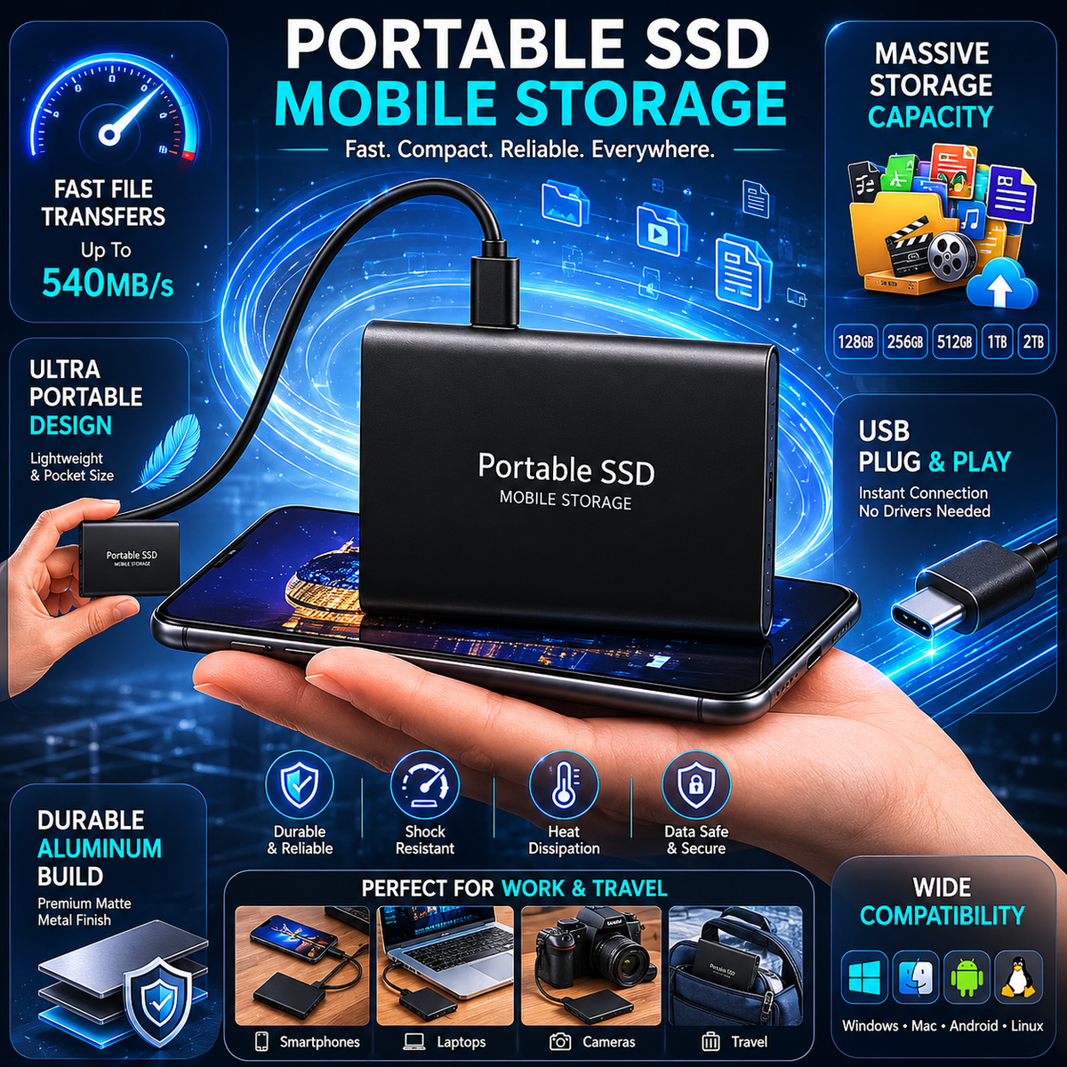Tragbares externes USB-SSD-Speichergerät