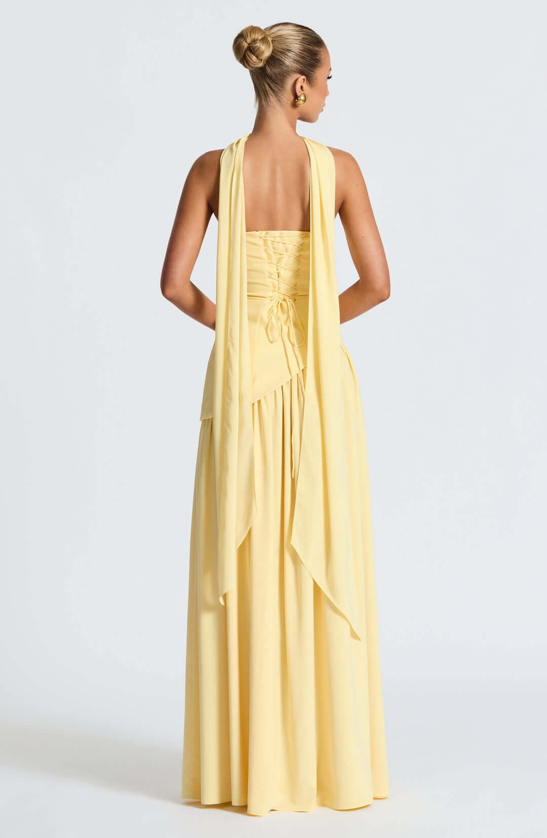 Trägerloses Damen-Maxikleid mit hohem Schlitz