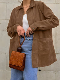 Trendige Damen-Jacke im Wildlederlook im Oversized-Schnitt