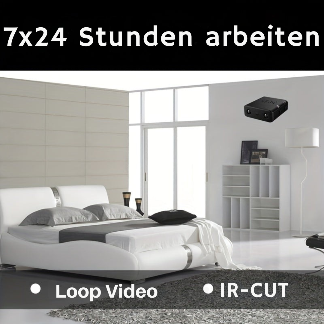 Ultrakompakte Full-HD-Minikamera – Nachtsicht & Bewegungserkennung