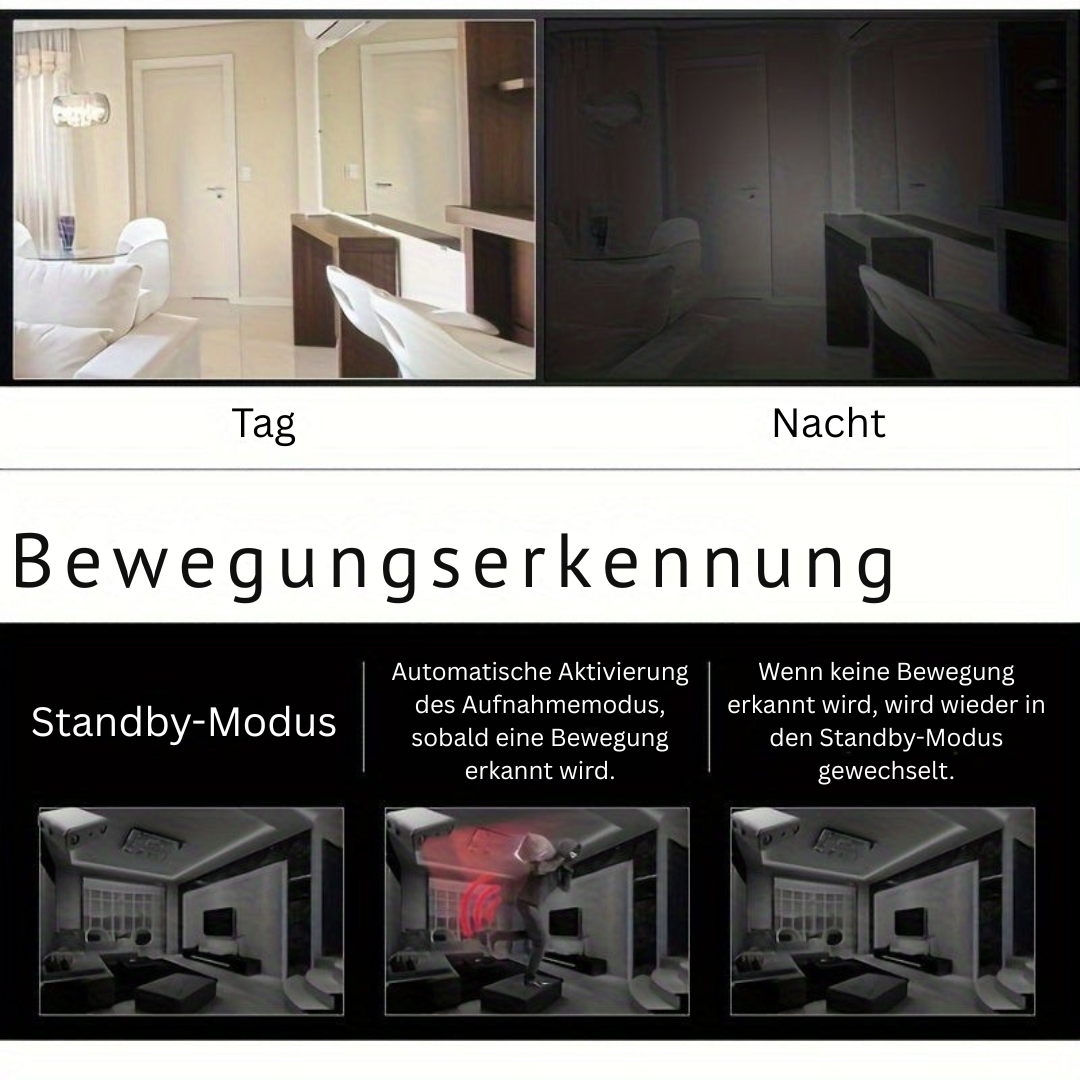 Ultrakompakte Full-HD-Minikamera – Nachtsicht & Bewegungserkennung