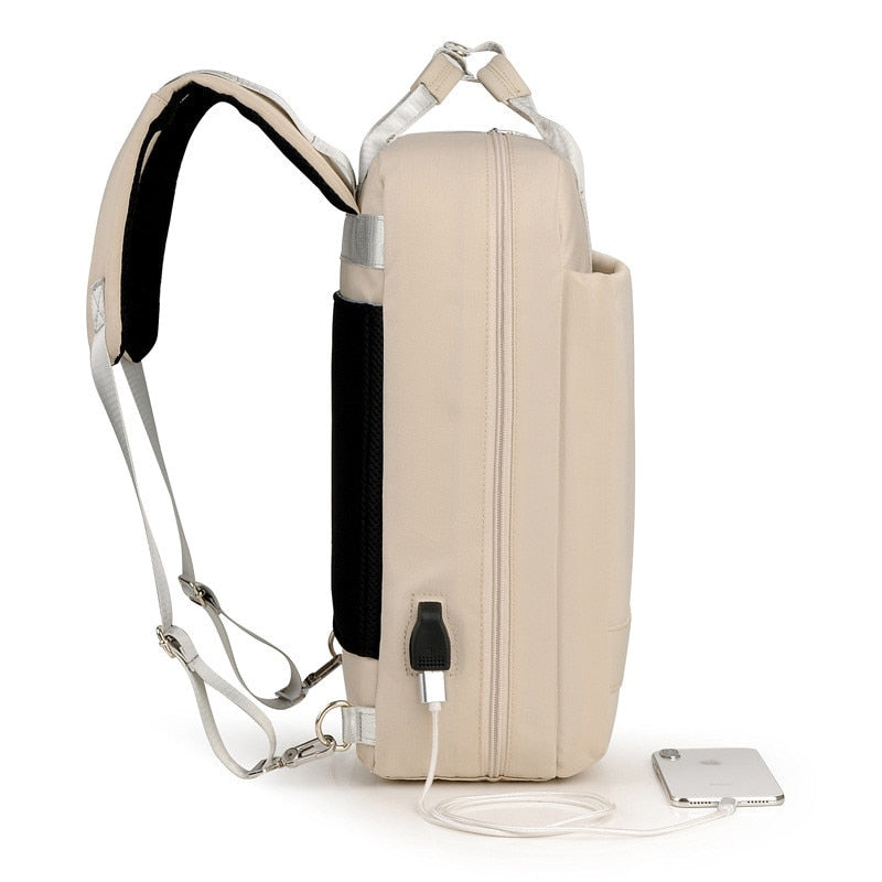 Unisex-Diebstahlschutz-Rucksack mit USB-Ladeanschluss und verdeckten Reißverschlüssen