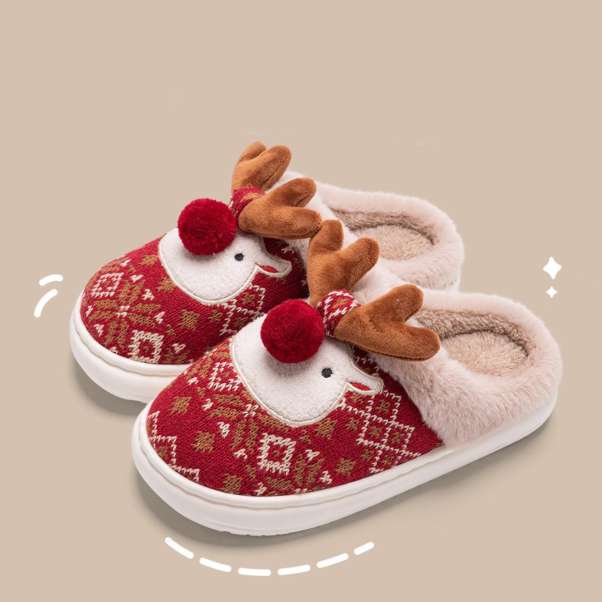 Unisex-Weihnachtshausschuhe mit gesticktem Design