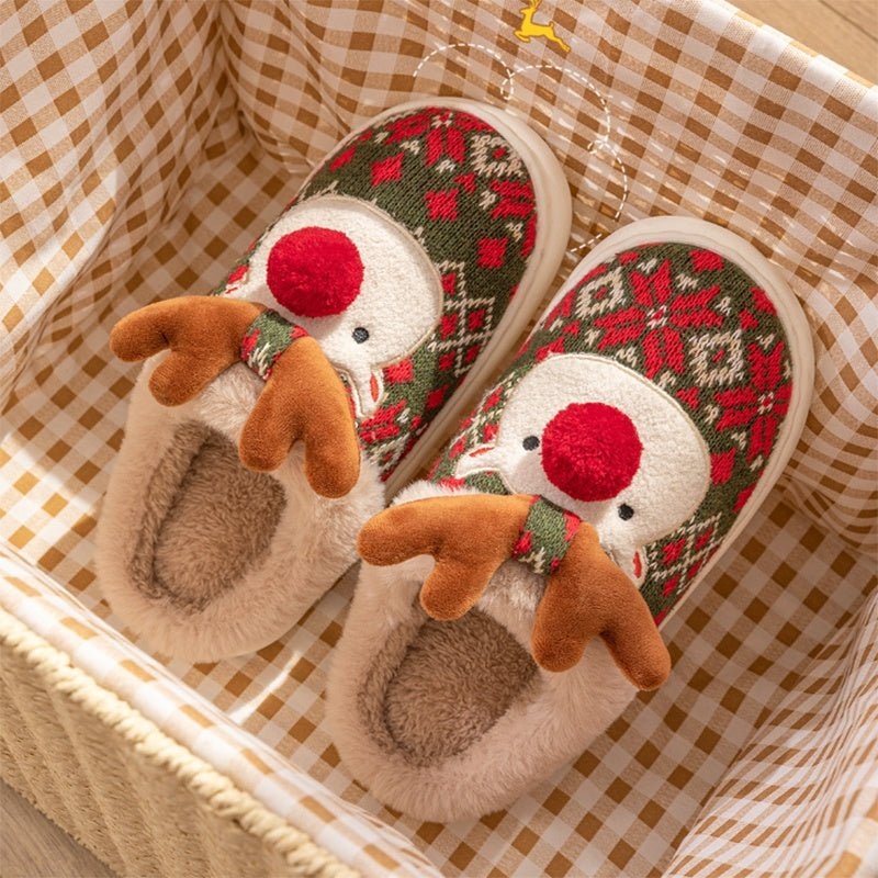 Unisex-Weihnachtshausschuhe mit gesticktem Design