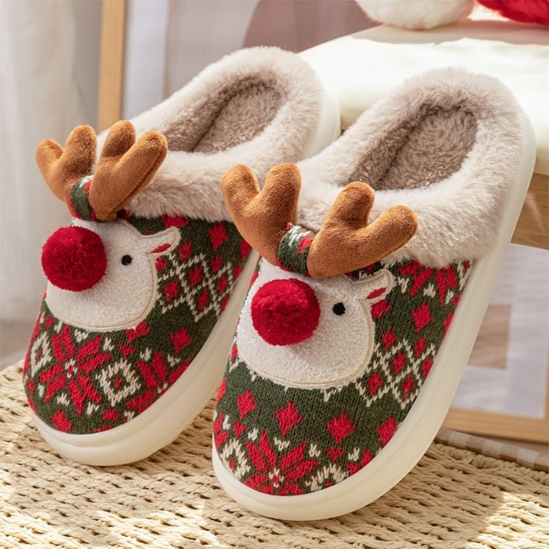 Unisex-Weihnachtshausschuhe mit gesticktem Design