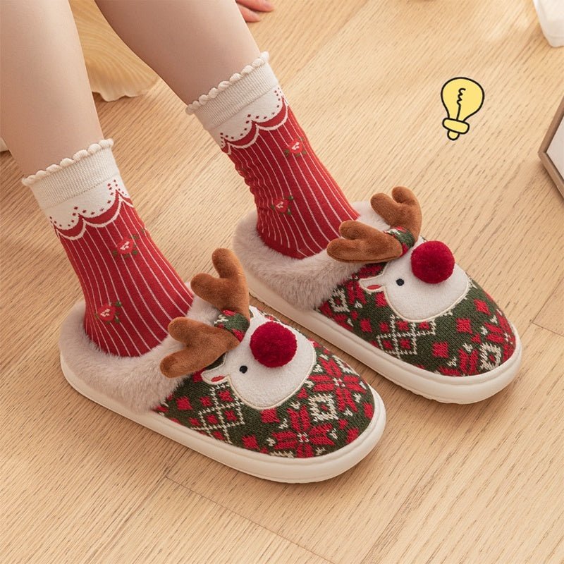 Unisex-Weihnachtshausschuhe mit gesticktem Design