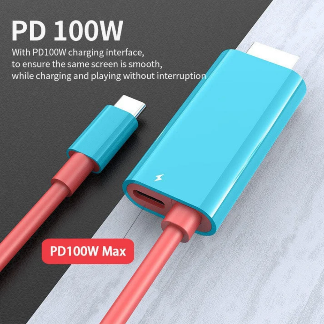 USB-C-auf-HDMI-Kabel - 2m mit PD-Schnellladen für Switch, Tablet, Smartphone und Laptop