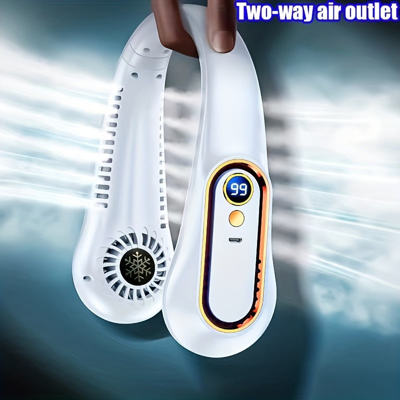 USB-wiederaufladbarer, rotorloser Nackenventilator mit 5 Geschwindigkeitsstufen und Digitalanzeige
