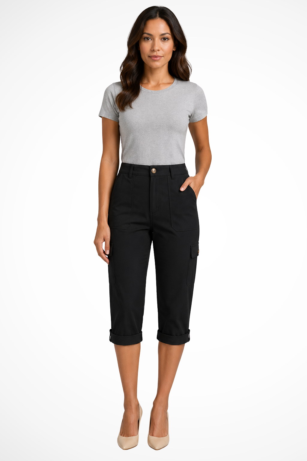 Verkürzte Damen-Cargohose