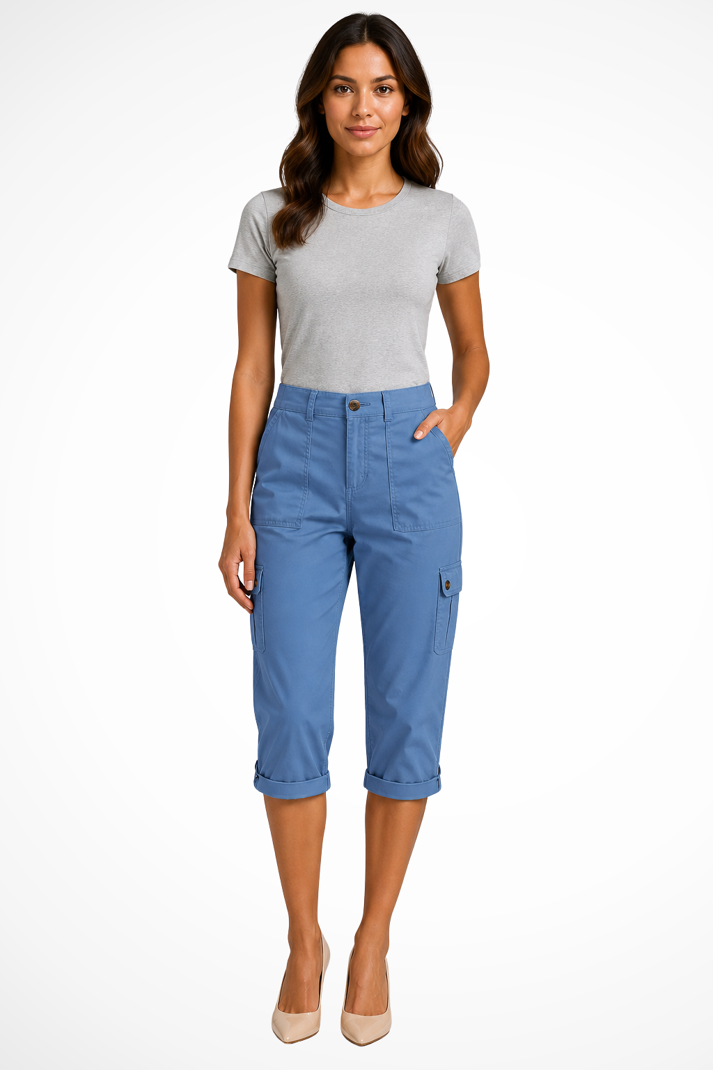Verkürzte Damen-Cargohose