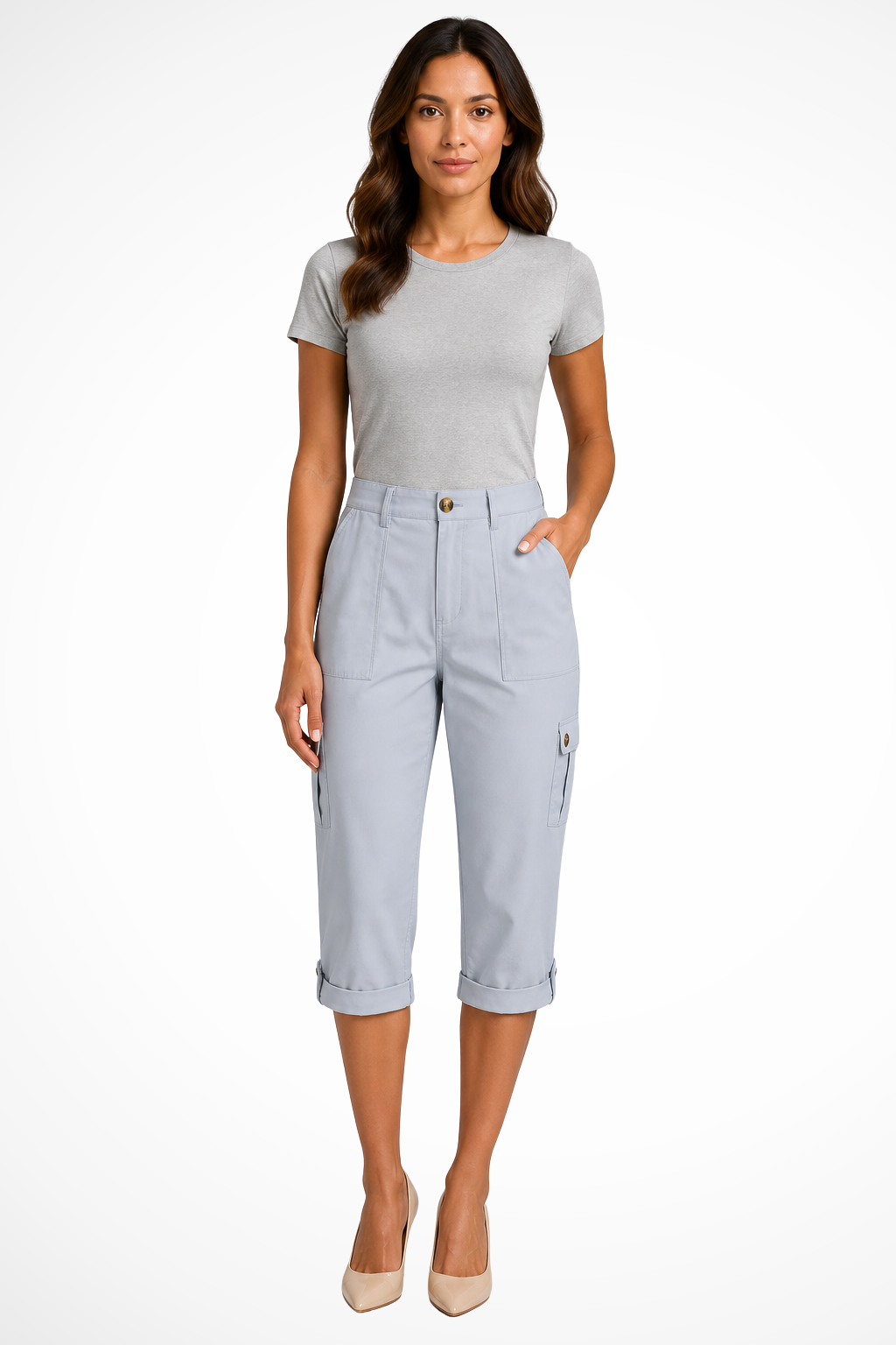 Verkürzte Damen-Cargohose