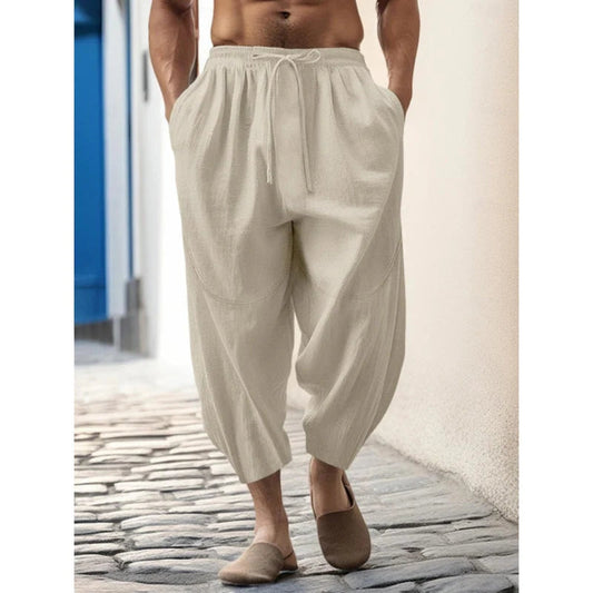 Verkürzte Herrenhose mit Kordelzug