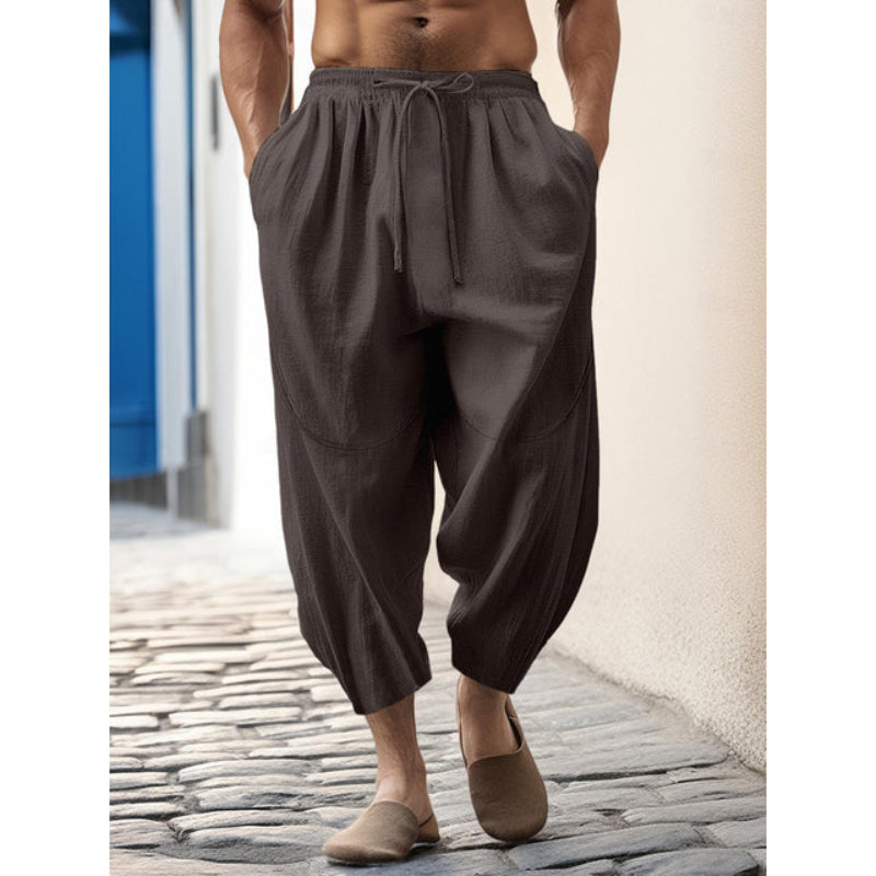 Verkürzte Herrenhose mit Kordelzug