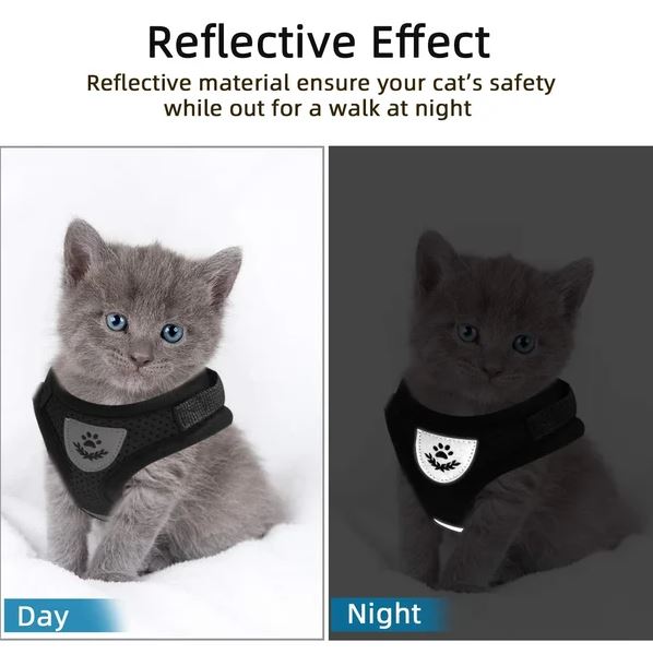 Verstellbares, atmungsaktives und reflektierendes Katzengeschirr