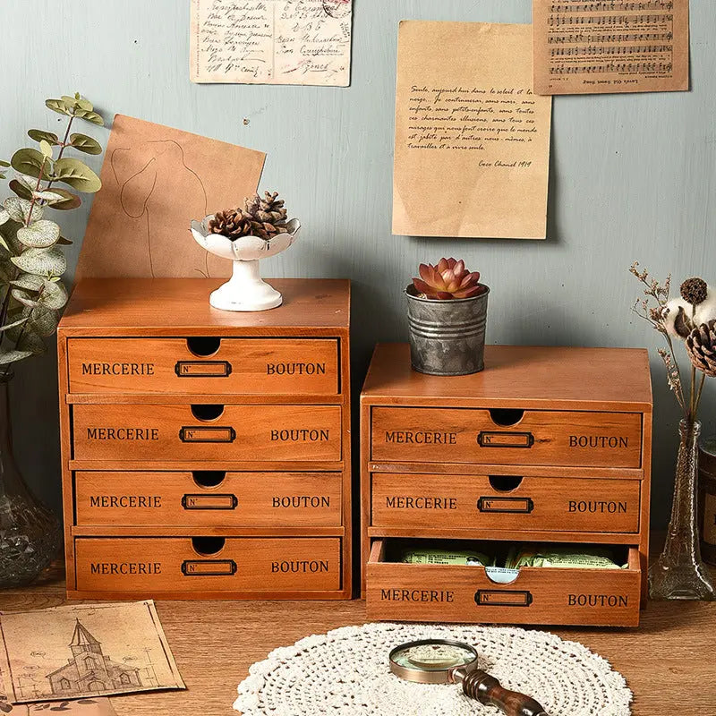 Vintage-Schubladenbox aus Holz zur Aufbewahrung