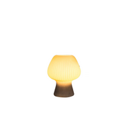Vintage-Tischlampe fürs Schlafzimmer | Pilzlampe aus geriffeltem Glas