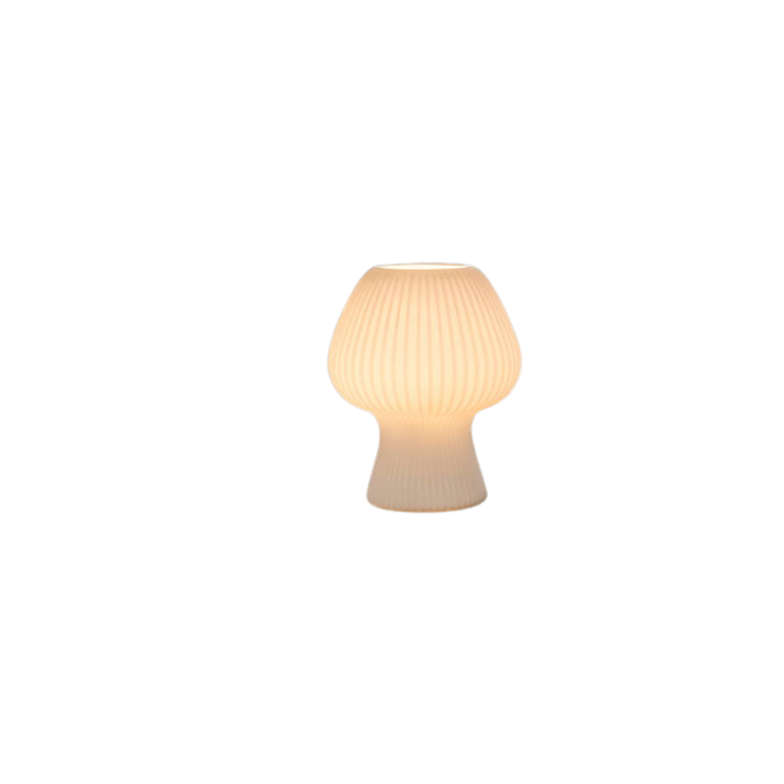 Vintage-Tischlampe fürs Schlafzimmer | Pilzlampe aus geriffeltem Glas