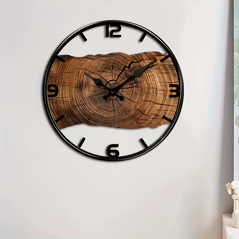 Wanduhr im rustikalen Baumstamm-Design | Uhr in Naturholzoptik
