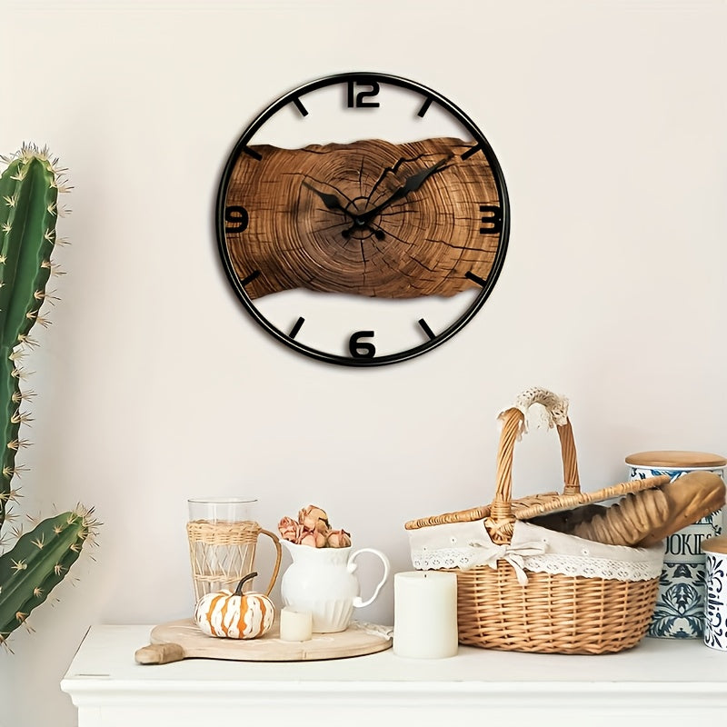Wanduhr im rustikalen Baumstamm-Design | Uhr in Naturholzoptik