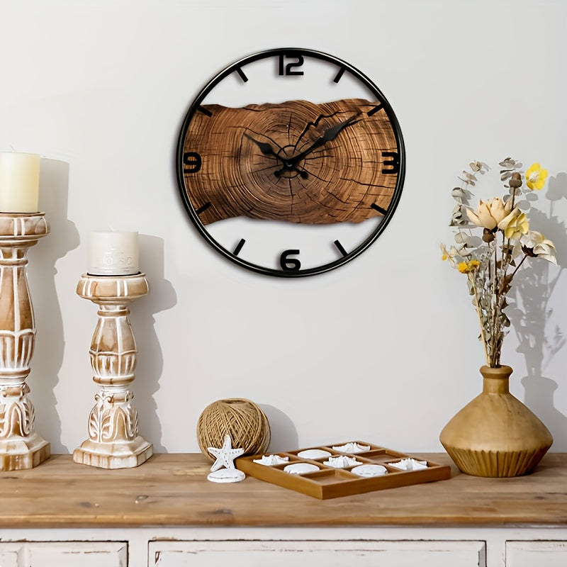 Wanduhr im rustikalen Baumstamm-Design | Uhr in Naturholzoptik