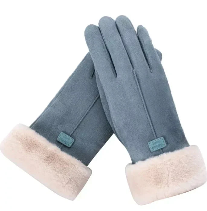 Warme Damen-Handschuhe in Wildlederoptik