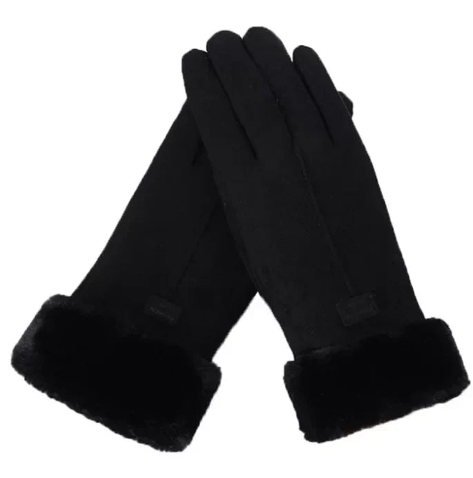 Warme Damen-Handschuhe in Wildlederoptik