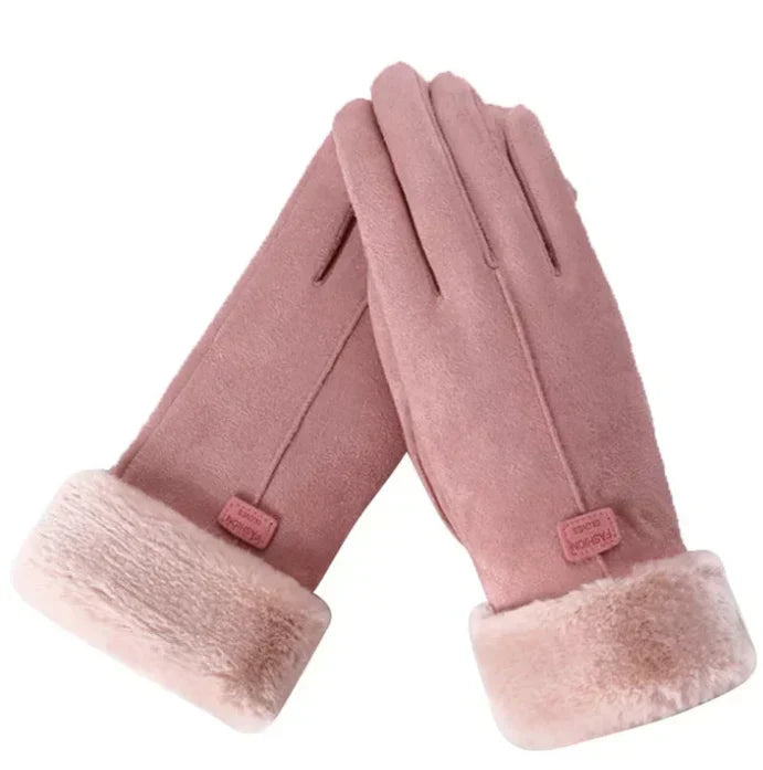 Warme Damen-Handschuhe in Wildlederoptik
