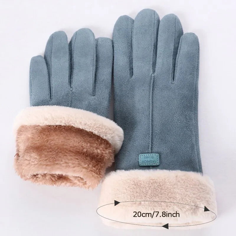 Warme Damen-Handschuhe in Wildlederoptik