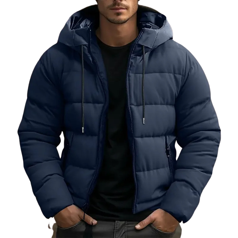 Warme Herren-Puffer-Winterjacke mit Kapuze