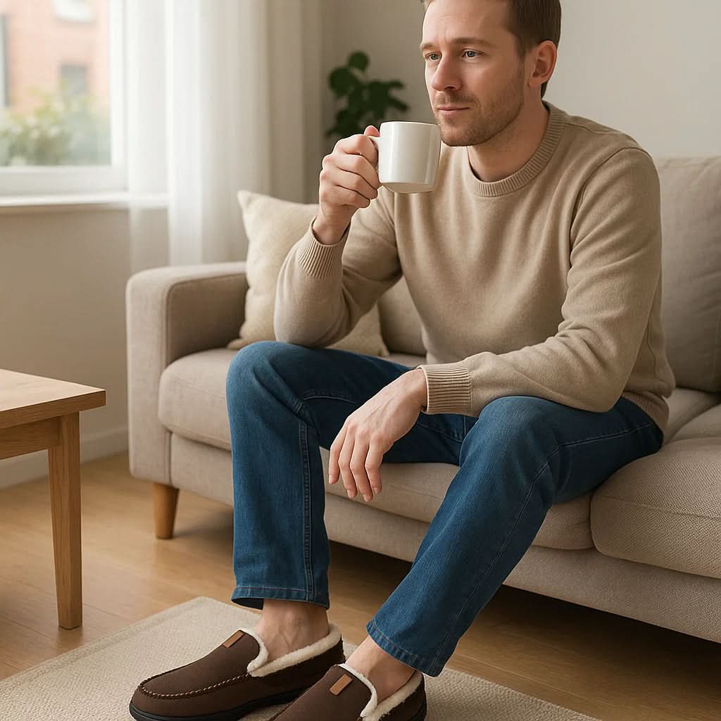 Warme Herren-Slipper aus Kunstwolle