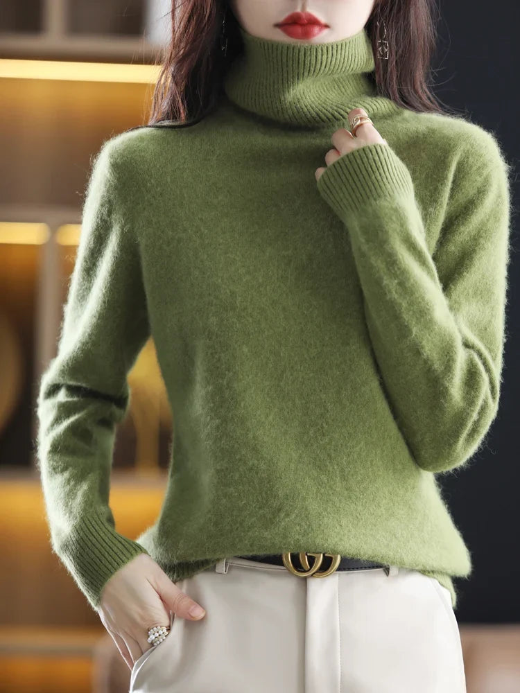 Warmer Rollkragenpullover für Damen aus 100 % Kaschmir im Slim Fit in 23 Farben