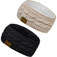 Warmes gestricktes Ohrenwärmer-Stirnband mit Fleecefutter