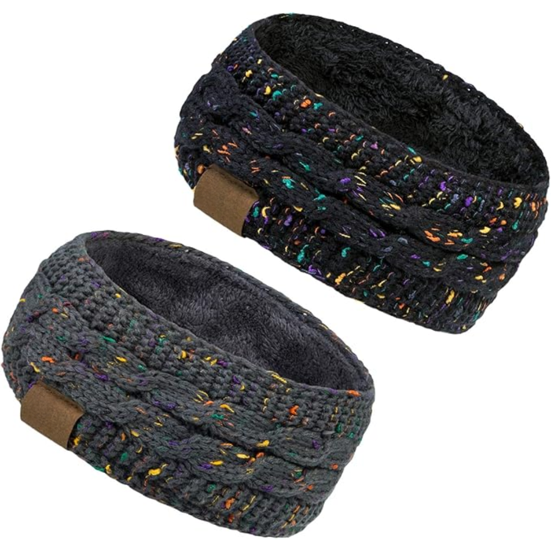Warmes gestricktes Ohrenwärmer-Stirnband mit Fleecefutter