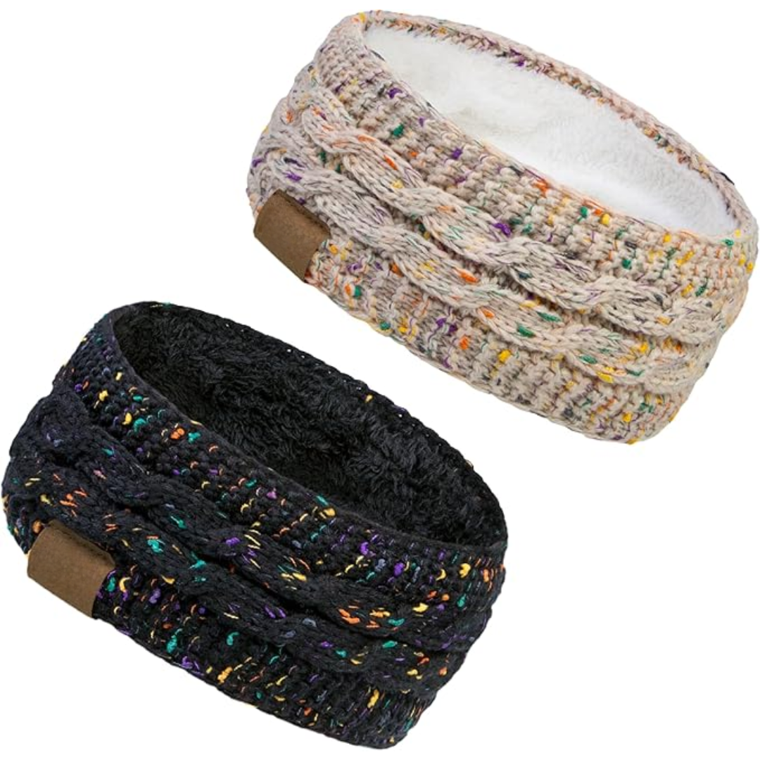 Warmes gestricktes Ohrenwärmer-Stirnband mit Fleecefutter