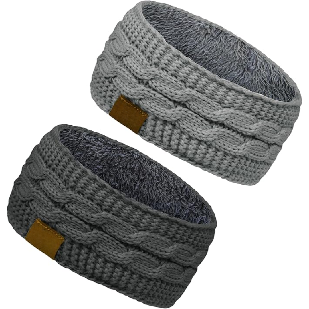 Warmes gestricktes Ohrenwärmer-Stirnband mit Fleecefutter