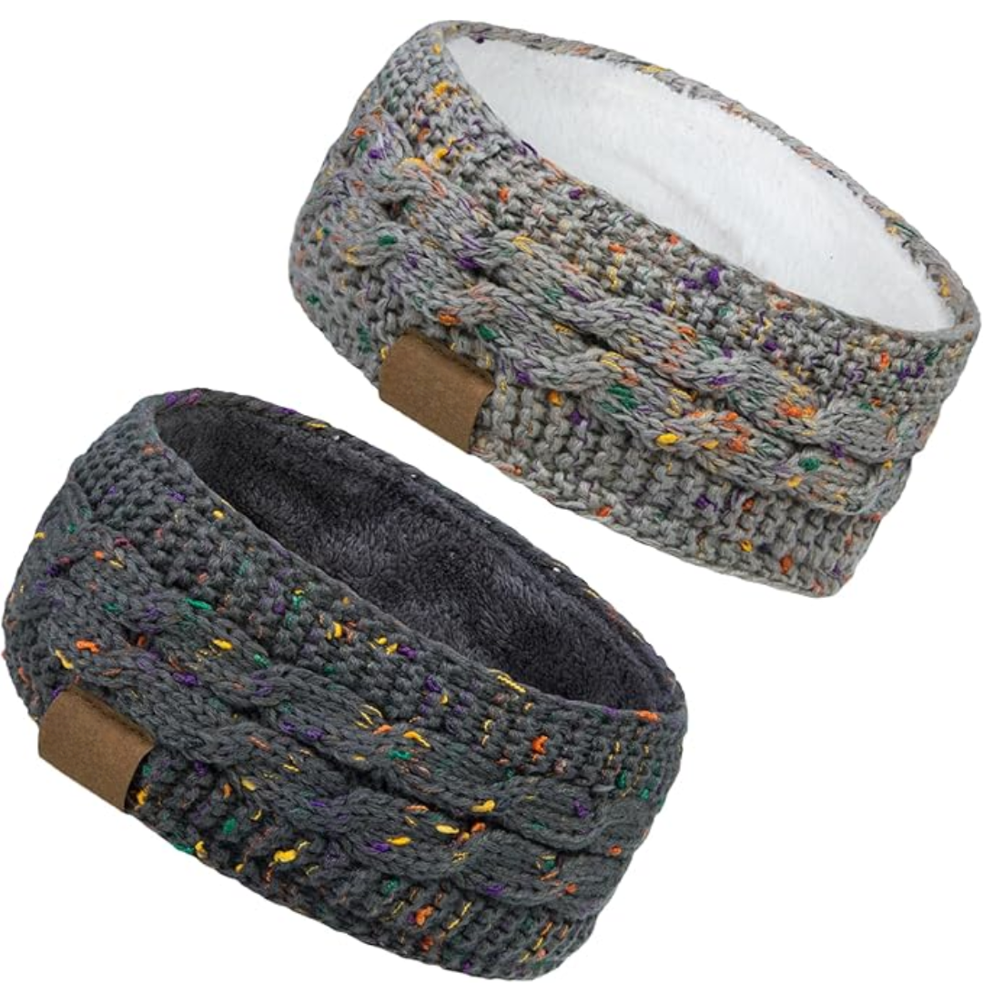 Warmes gestricktes Ohrenwärmer-Stirnband mit Fleecefutter
