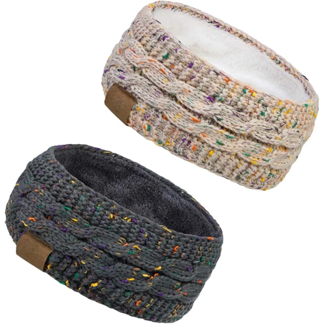 Warmes gestricktes Ohrenwärmer-Stirnband mit Fleecefutter
