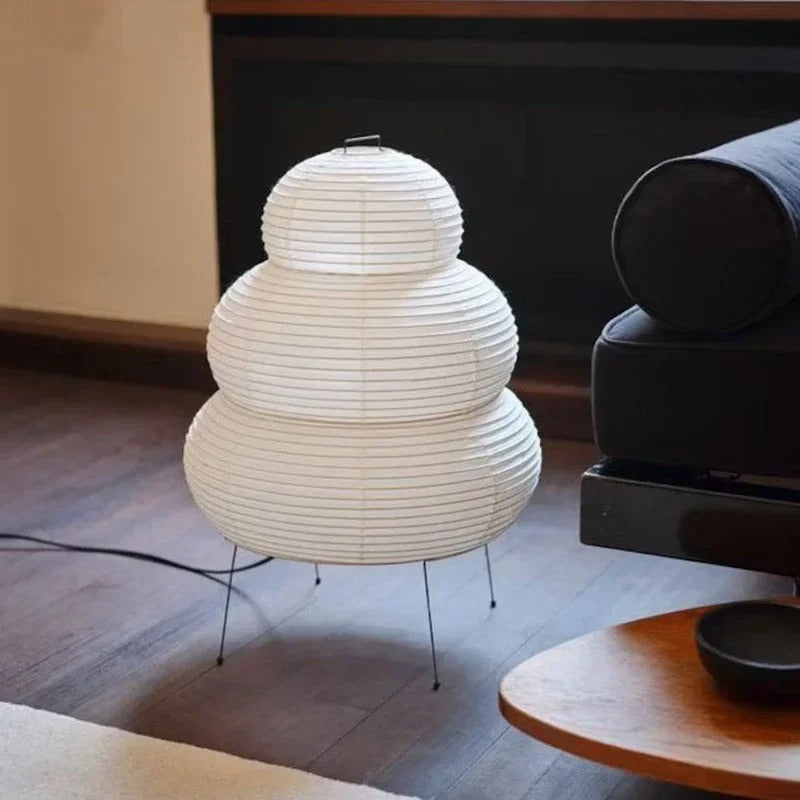 Washi-Stehlampe – Japanische Reispapier-Stehlampe im sphärischen Design mit weichem, warmem Licht