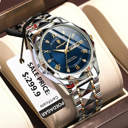 Wasserabweisende Herrenuhr mit leuchtenden Zeigern