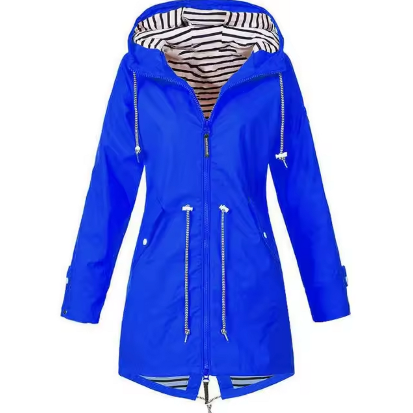 Wasserdichte Damen-Regenjacke mit Kapuze und Reißverschluss